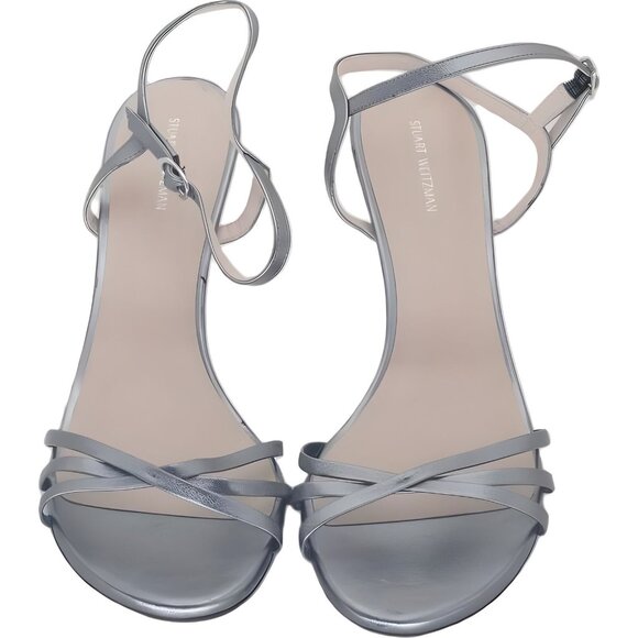 Stuart Weitzman Starla Metallic Ankle Strap Sandals 10B US 40.5 EU - Picture 5 of 6